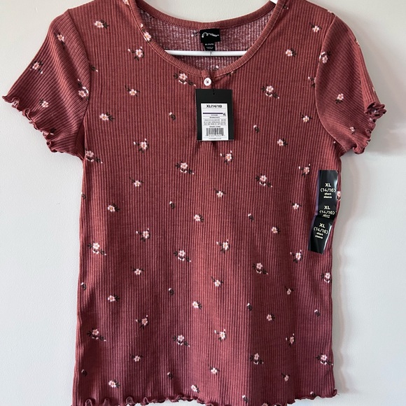 ART CLASS • Rust/Brown Top w/ Flowers • XL/ 14-16 - Picture 4 of 6